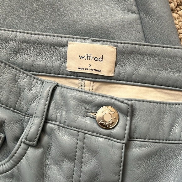 Aritzia Wilfred Melina Super High Rise Pant Ankle Dune Blue Faux Leather sz 2 - Picture 13 of 15